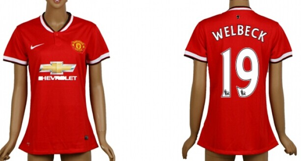 2014/15 Manchester United #19 Welbeck Home Soccer AAA+ T-Shirt_Womens