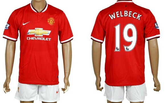 2014/15 Manchester United #19 Welbeck Home Soccer Shirt Kit