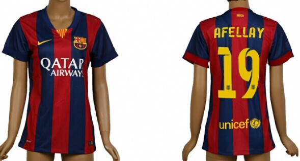 2014/15 FC Bacelona #19 Afellay Home Soccer AAA+ T-Shirt_Womens