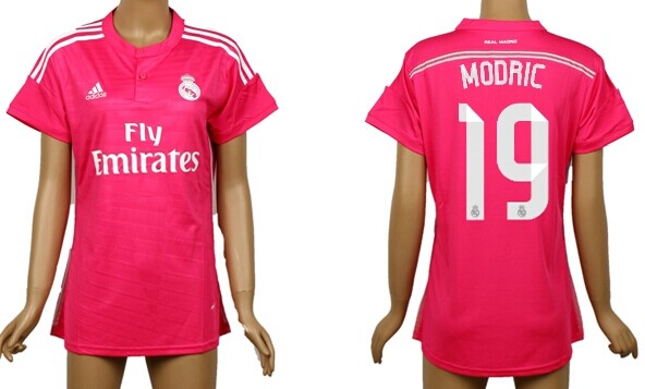 2014/15 Real Madrid #19 Modric Away Pink Soccer AAA+ T-Shirt_Womens