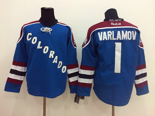 Colorado Avalanche #1 Semyon Varlamov Blue Third Jersey