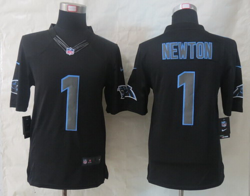 Nike Carolina Panthers #1 Cam Newton Black Impact Limited Jersey