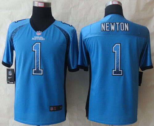 Nike Carolina Panthers #1 Cam Newton 2013 Drift Fashion Blue Kids Jersey