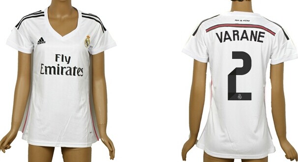 2014/15 Real Madrid #2 Varane Home Soccer AAA+ T-Shirt_Womens