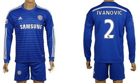 2014/15 Chelsea FC #2 Ivanovic Home Long Sleeve Shirt Kit
