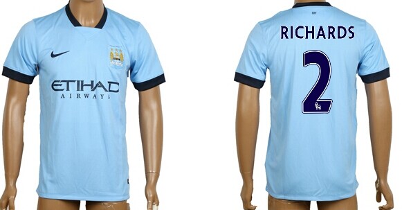 2014/15 Manchester City #2 Richards Home Soccer AAA+ T-Shirt