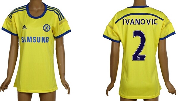 2014/15 Chelsea FC #2 Ivanovic Away Yellow Soccer AAA+ T-Shirt_Womens