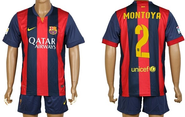 2014/15 FC Bacelona #2 Montoya Home Soccer Shirt Kit