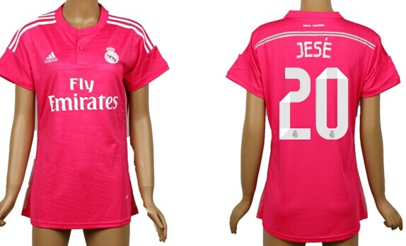 2014/15 Real Madrid #20 Jese Away Pink Soccer AAA+ T-Shirt_Womens