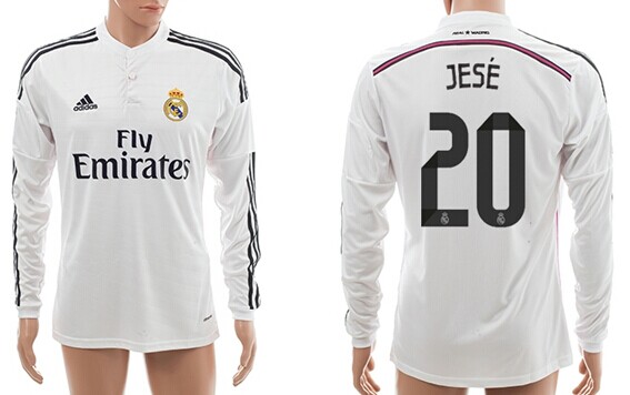2014/15 Real Madrid #20 Jese Home Soccer Long Sleeve AAA+ T-Shirt