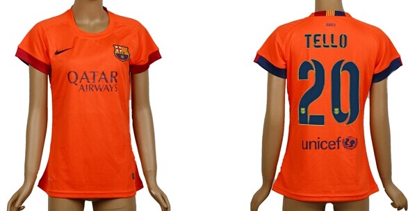2014/15 FC Bacelona #20 Tello Away Soccer AAA+ T-Shirt_Womens
