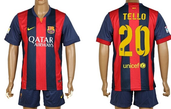 2014/15 FC Bacelona #20 Tello Home Soccer Shirt Kit