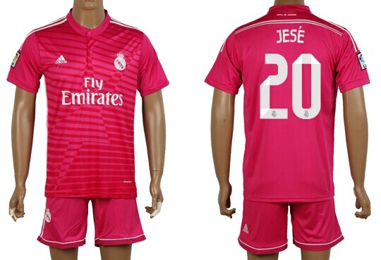 2014/15 Real Madrid #20 Jese Away Pink Soccer Shirt Kit