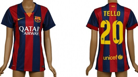 2014/15 FC Bacelona #20 Tello Home Soccer AAA+ T-Shirt_Womens