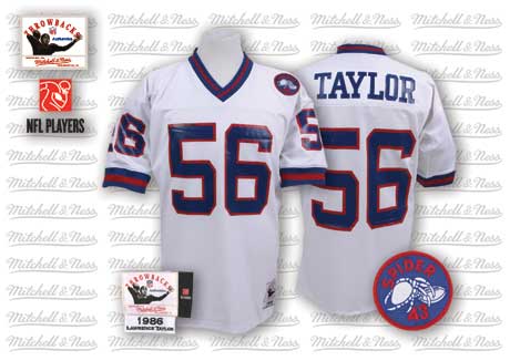 New York Giants #56 Lawrence Taylor White Throwback Jersey