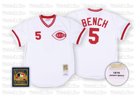 Cincinnati Reds #5 Johnny Bench white Throwback jersey