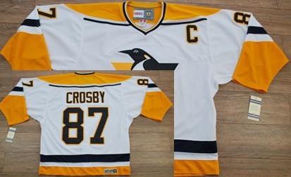 Pittsburgh Penguins #87 Sidney Crosby 1993 White With Yellow Throwback CCM Jersey