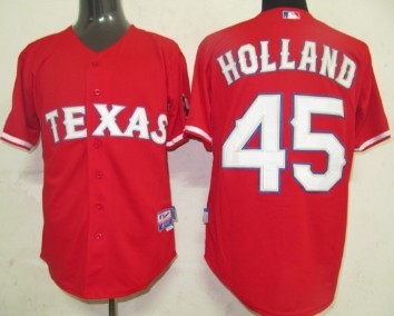 Texas Rangers #45 Derek Holland Red Jersey