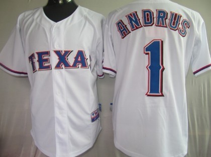 Texas Rangers #1 Elvis Andrus White Jersey