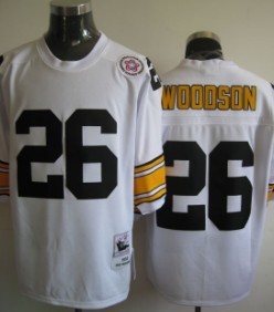 Pittsburgh Steelers #26 Woodson White Throwback Jersey