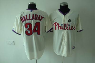 Philadelphia Phillies #34 Roy Halladay Cream Jersey