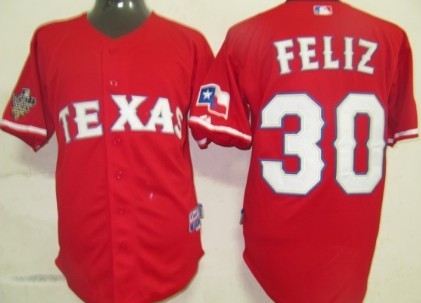 Texas Rangers #30 Feliz Red Jersey