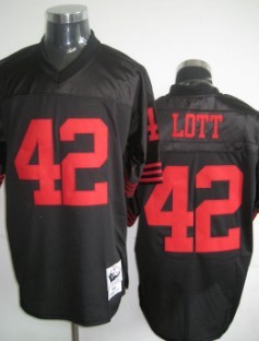 San Francisco 49ers #42 Lott Black Throwback Jersey