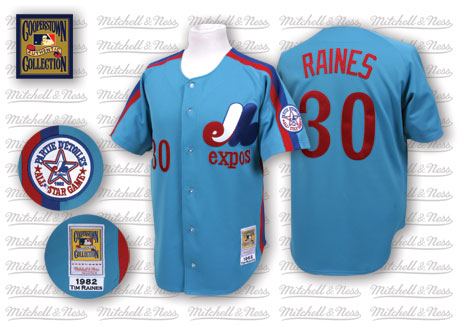 Montreal Expos #30 Tim Raines 1982 Blue Throwback Jersey