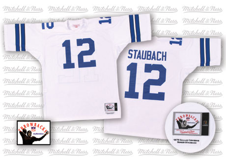 Dallas Cowboys #12 Roger Staubach White Throwback Jersey