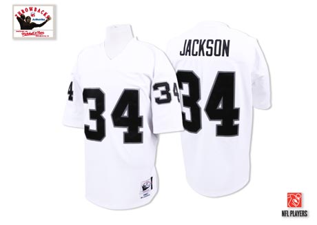 Oakland Raiders #34 Bo Jackson White Throwback Jersey