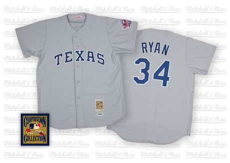 Texas Rangers #34 Nolan Ryan Grey Throwback Jersey
