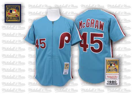 Philadelphia Phillies #45 Tug McGraw Blue Throwback Jersey