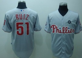 Philadelphia Phillies #51 Carlos Ruiz Grey Jersey