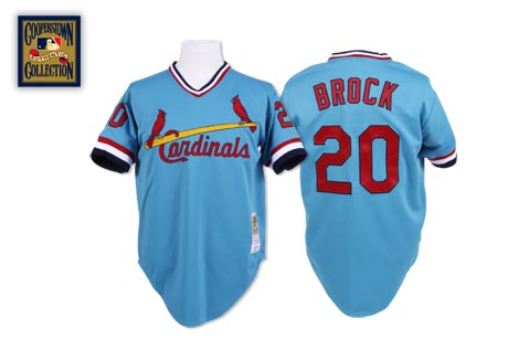 St. Louis Cardinals #20 Lou Brock Blue Throwback Jersey