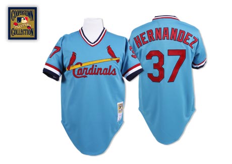 St. Louis Cardinals #37 Keith Hernandez Blue Throwback Jersey