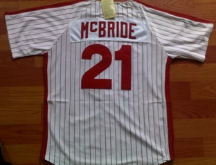 Philadelphia Phillies #21 Mcbride White With Pinstripe Throwack Jersey