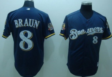 Milwaukee Brewers #8 Ryan Braun Navy Blue Jersey