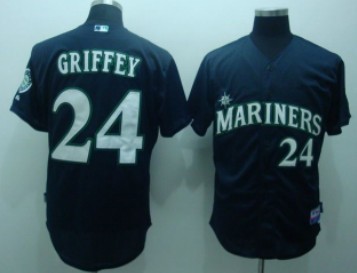 Seattle Mariners #24 Ken Griffey Navy Blue Jersey