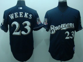 Milwaukee Brewers #23 Rickie Weeks Navy Blue Jersey