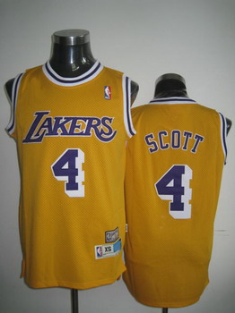Los Angeles Lakers #4 Byron Scott Yellow Swingman Throwback Jersey
