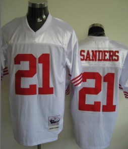 San Francisco 49ers #21 Sanders White Throwback Jersey