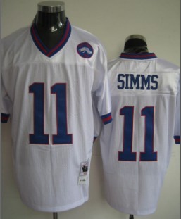 New York Giants #11 Phil Simms White Throwback Jersey