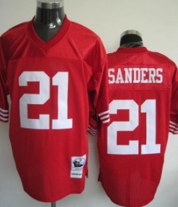 San Francisco 49ers #21 Sanders Red Throwback Jersey