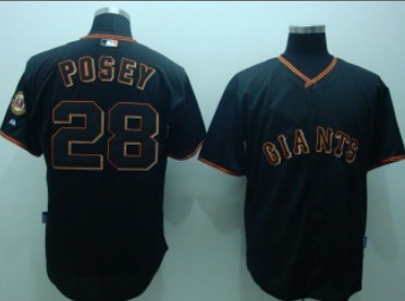 San Fransico Giants #28 Buster Posey Black Jersey