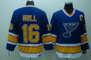 St. Louis Blues #16 Brett Hull Blue Throwback CCM Jersey