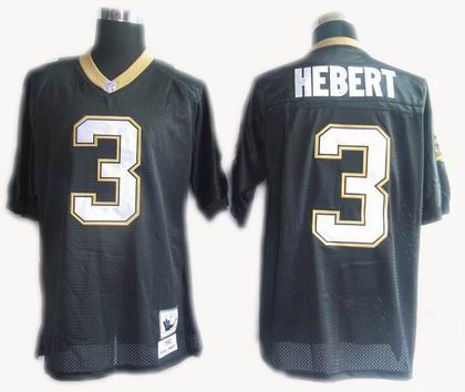 New Orleans Saints #3 Hebert Black Throwback Jersey