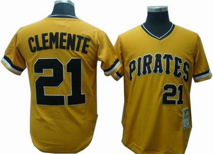 Pittsburgh Pirates #21 Roberto Clemente Yellow Throwback Jersey