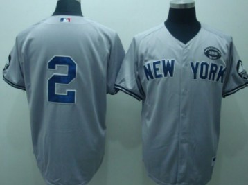 New York Yankees #2 Derek Jeter Gray GMS The Boss Patch Jersey