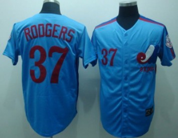 Montreal Expos #37 Rodgers Blue Throwback Jersey