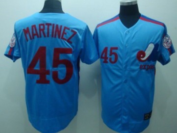 Montreal Expos #45 Pedro Martinez Blue Throwback Jersey